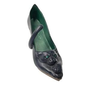 Vtg Just the Right Shoe Raine black panther‎ green jeweled eyes On the prowl Cat